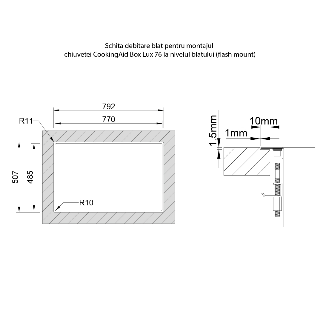 Chiuveta bucatarie inox CookingAid BOX LUX 76 + dozator detergent + accesorii montaj [32]