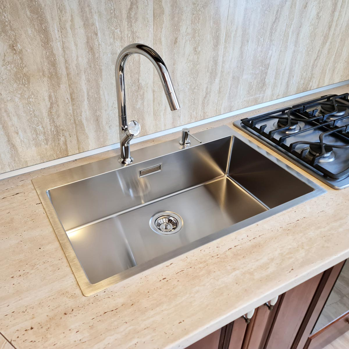 Chiuveta bucatarie inox CookingAid BOX LUX 76 + dozator detergent + accesorii montaj [19]