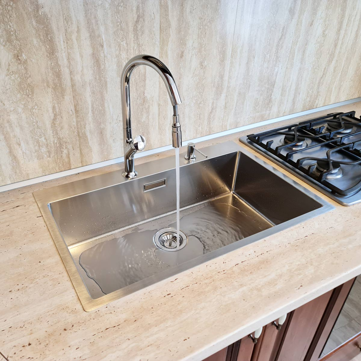 Chiuveta bucatarie inox CookingAid BOX LUX 76 + dozator detergent + accesorii montaj [10]