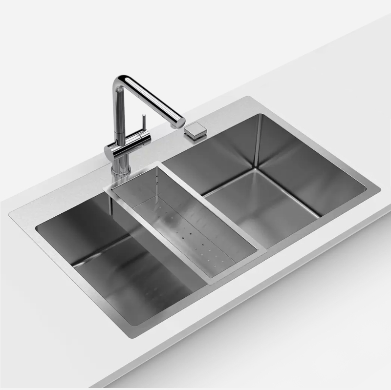 Chiuveta bucatarie inox CookingAid BOX LUX 76 + dozator detergent + accesorii montaj [1]