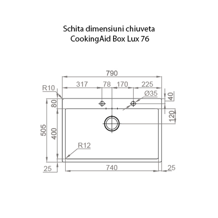 Chiuveta bucatarie inox CookingAid BOX LUX 76 + dozator detergent + accesorii montaj [31]