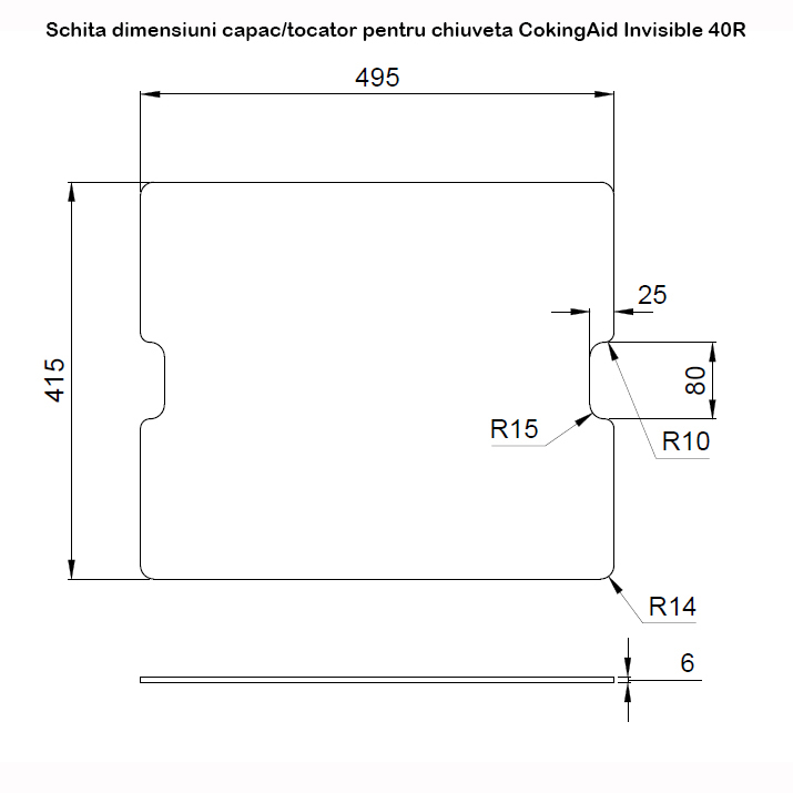 Chiuveta bucatarie inox CookingAid INVISIBLE 40R cu baterie telescopica integrata, capac scurgere invizibil, tocator sticla temperizata + accesorii montaj [7]