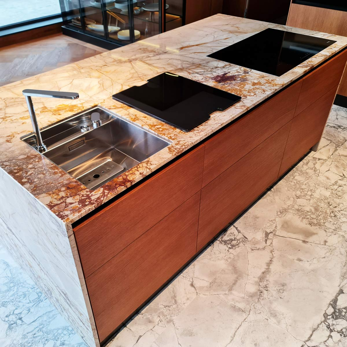 Chiuveta bucatarie inox CookingAid INVISIBLE 40R cu baterie telescopica integrata, tocator sticla temperizata, tocator resturi alimenatare Rodi + adaptor tocator First [19]