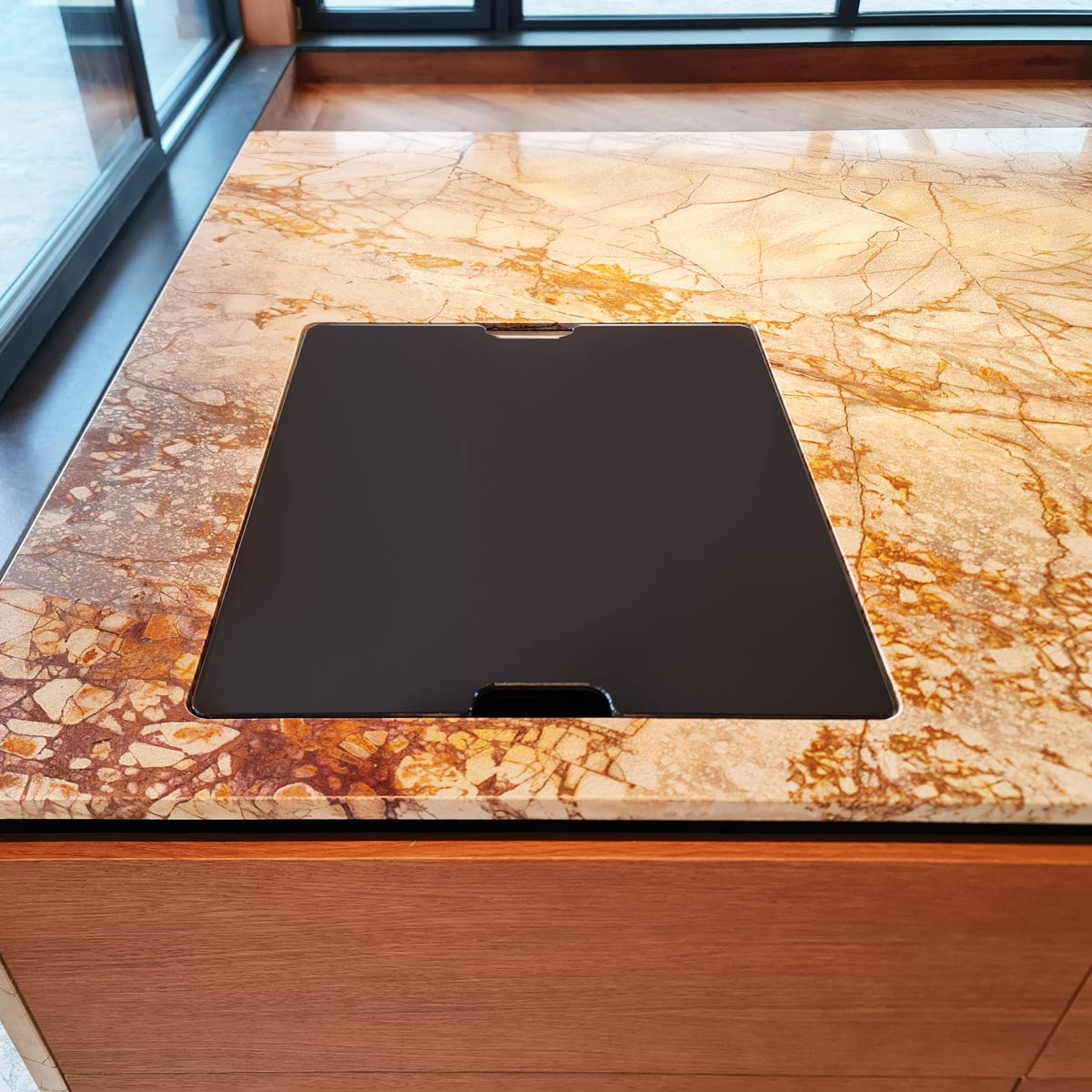 Chiuveta bucatarie inox CookingAid INVISIBLE 40R cu baterie telescopica integrata, tocator sticla temperizata, tocator resturi alimenatare Rodi + adaptor tocator First [23]