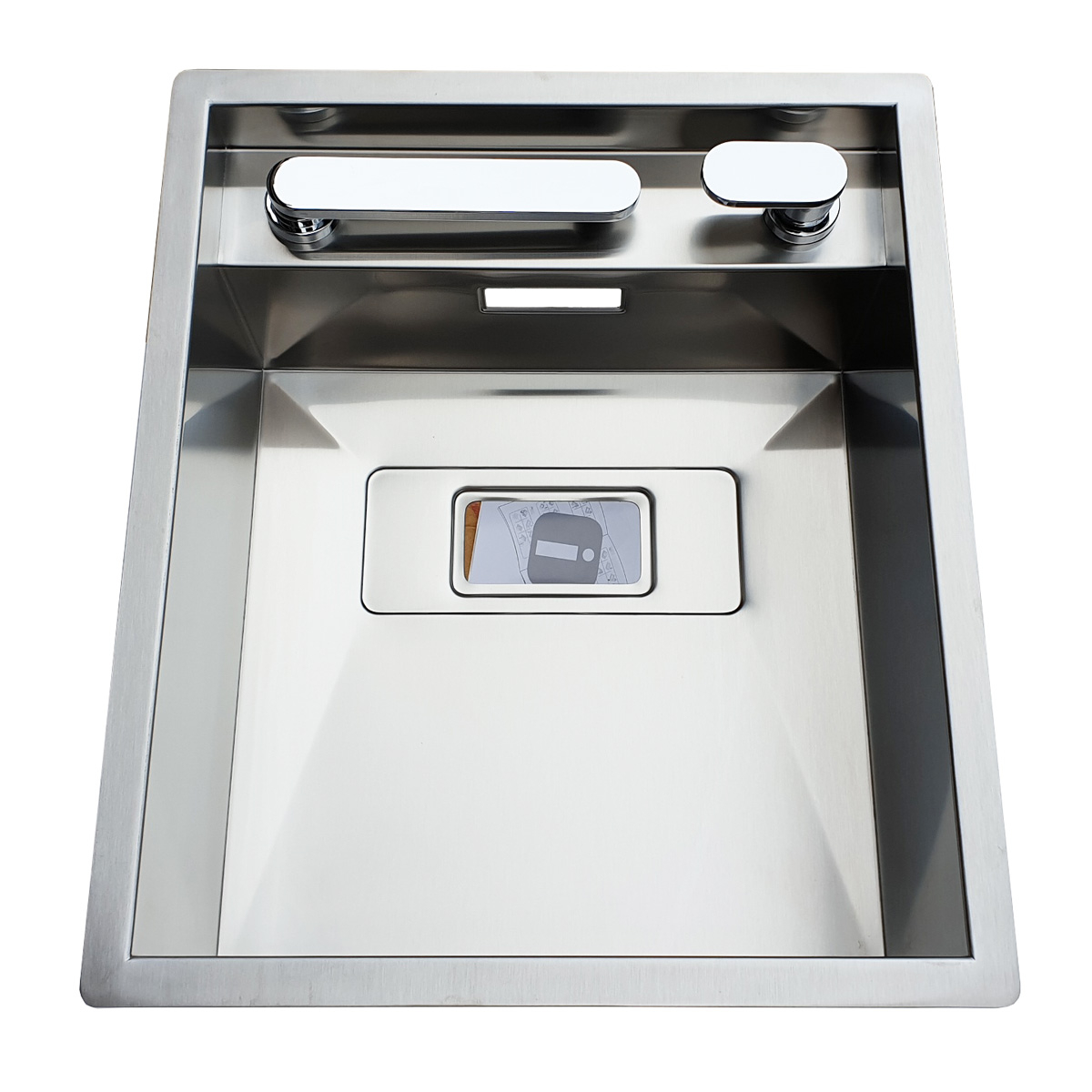 Chiuveta bucatarie inox CookingAid INVISIBLE 40R cu treapta pentru baterie si capac scurgere invizibil + accesorii montaj [4]