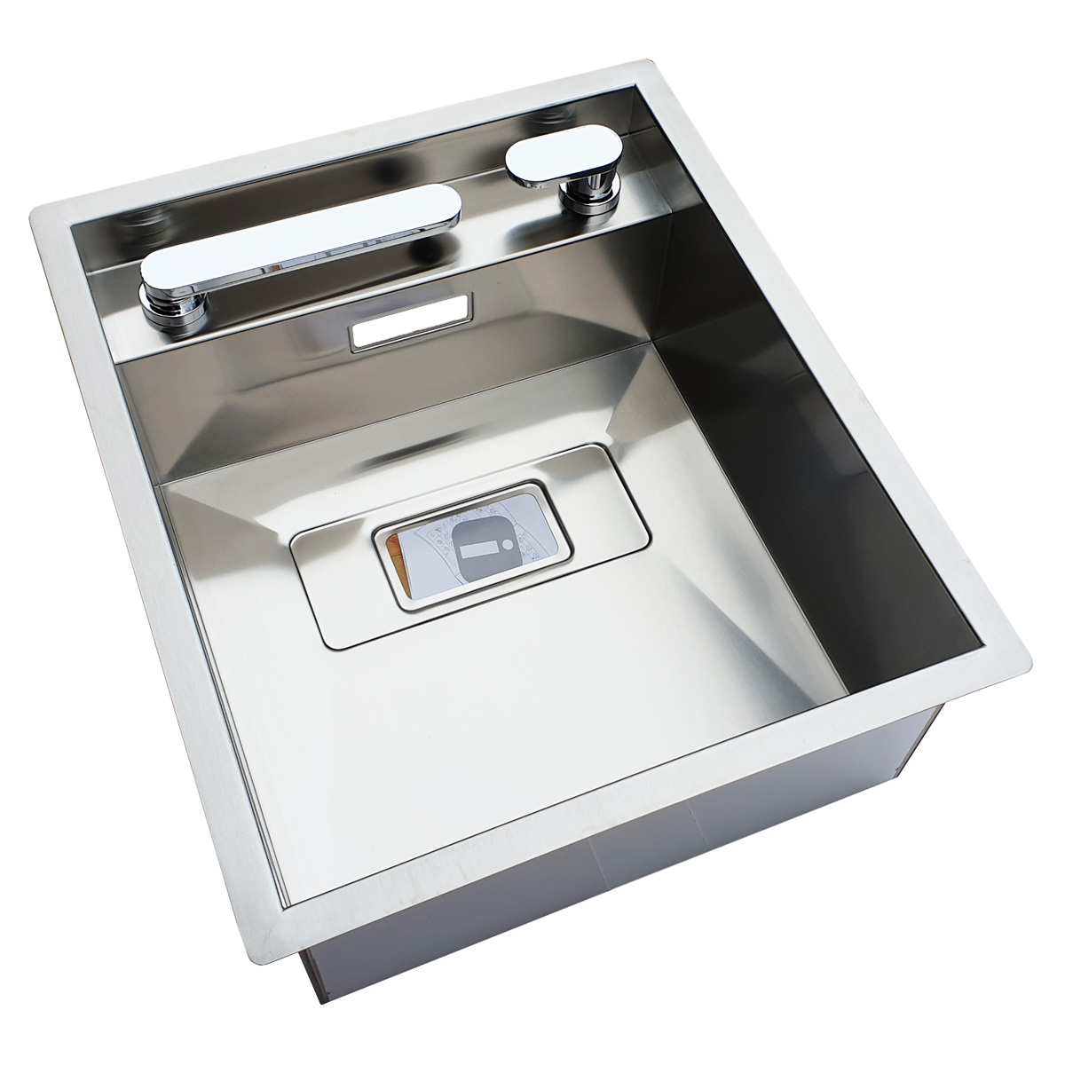 Chiuveta bucatarie inox CookingAid INVISIBLE 40R cu treapta pentru baterie si capac scurgere invizibil + accesorii montaj [3]