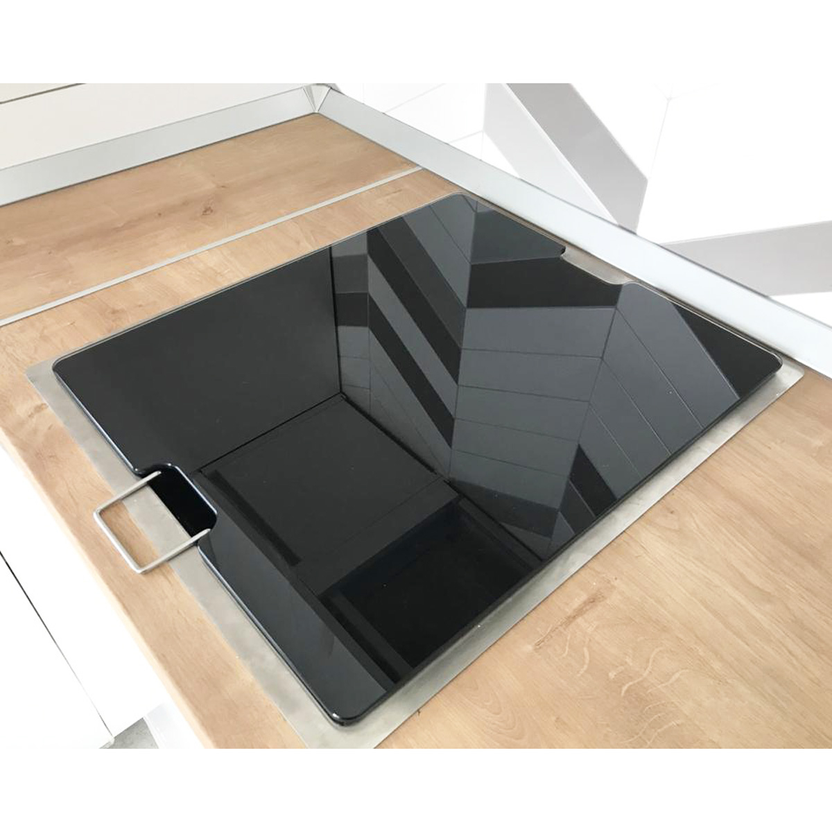 Chiuveta bucatarie inox CookingAid INVISIBLE 40R cu treapta pentru baterie si capac scurgere invizibil + accesorii montaj [7]