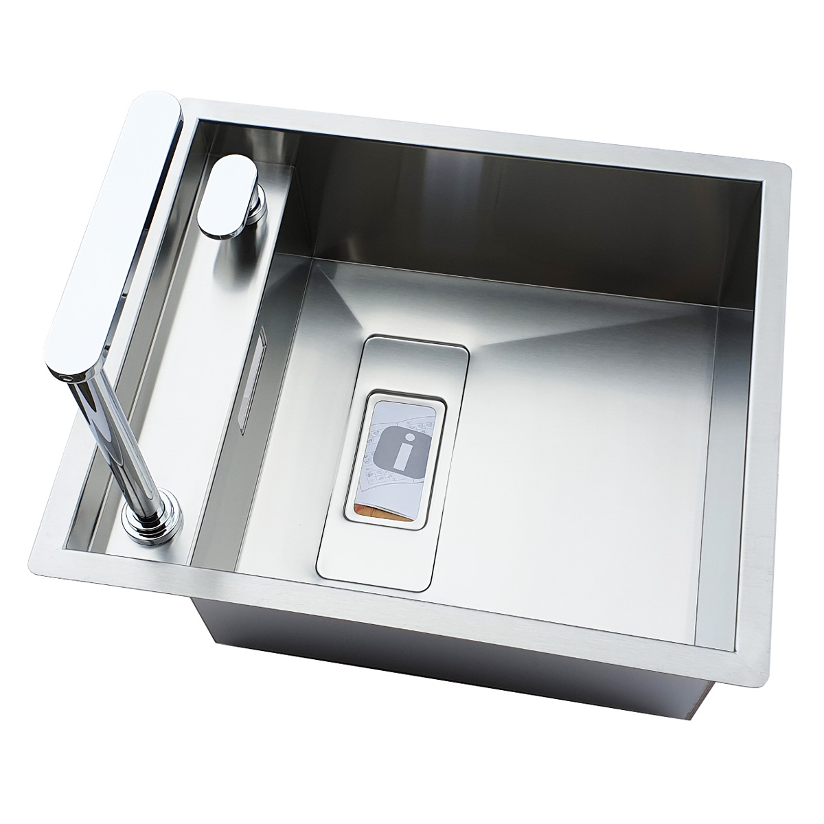 Chiuveta bucatarie inox CookingAid INVISIBLE 40R cu treapta pentru baterie si capac scurgere invizibil + accesorii montaj [18]