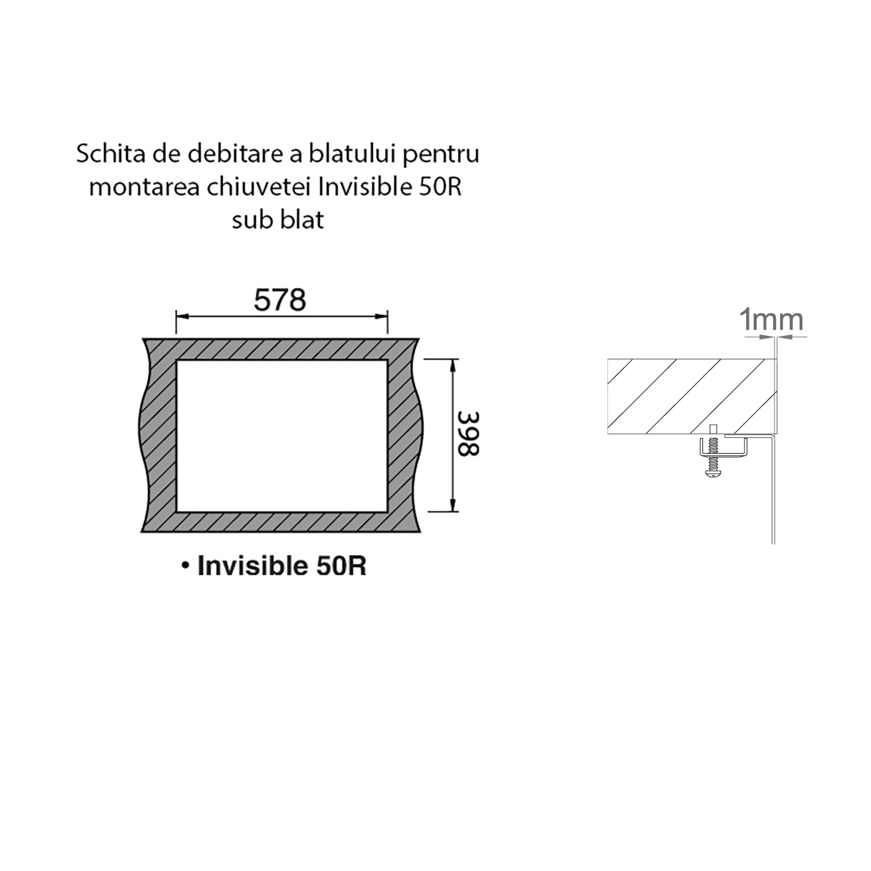 Chiuveta bucatarie inox CookingAid INVISIBLE 50R cu baterie telescopica integrata, capac scurgere invizibil + accesorii montaj [19]