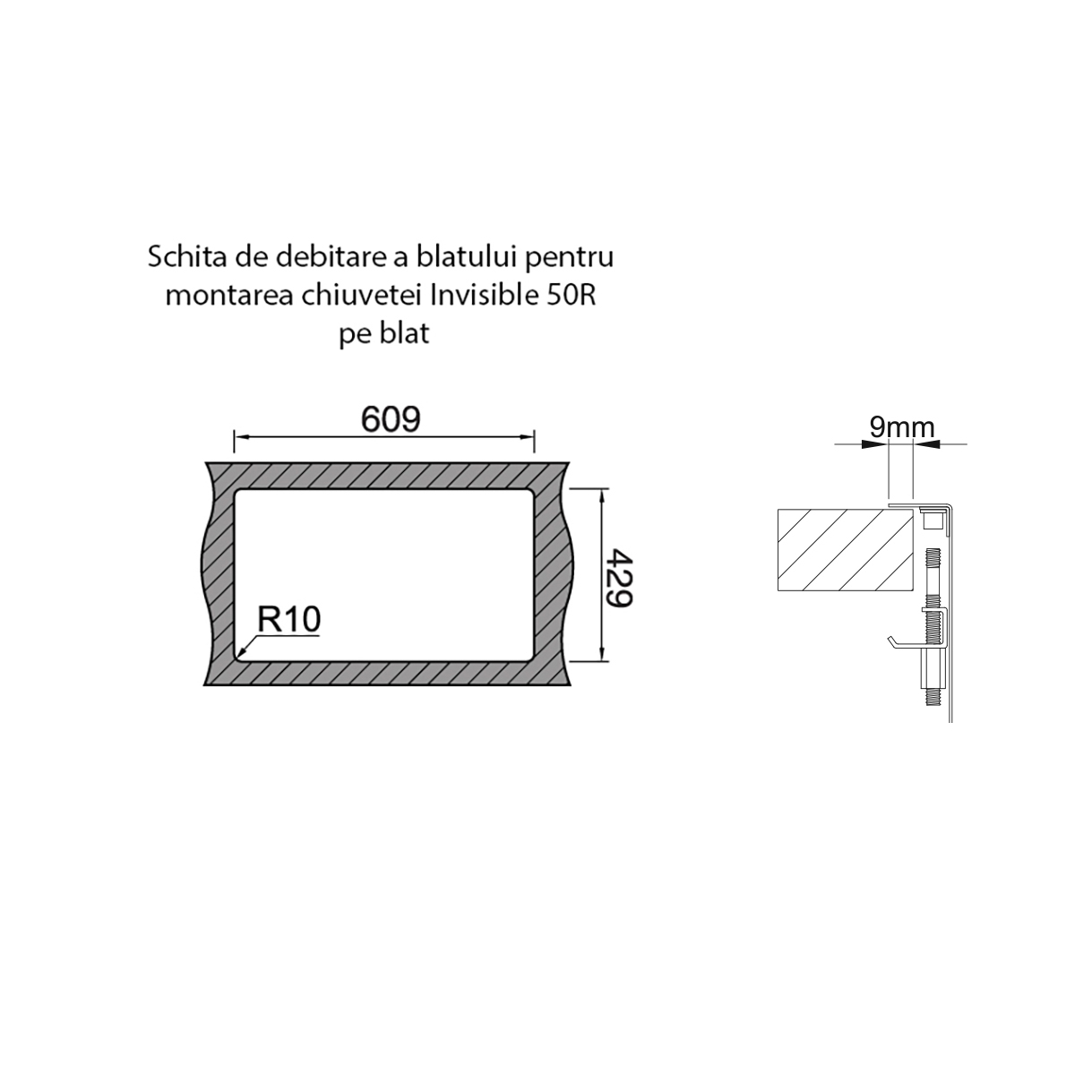 Chiuveta bucatarie inox CookingAid INVISIBLE 50R cu capac scurgere invizibil + accesorii montaj [8]