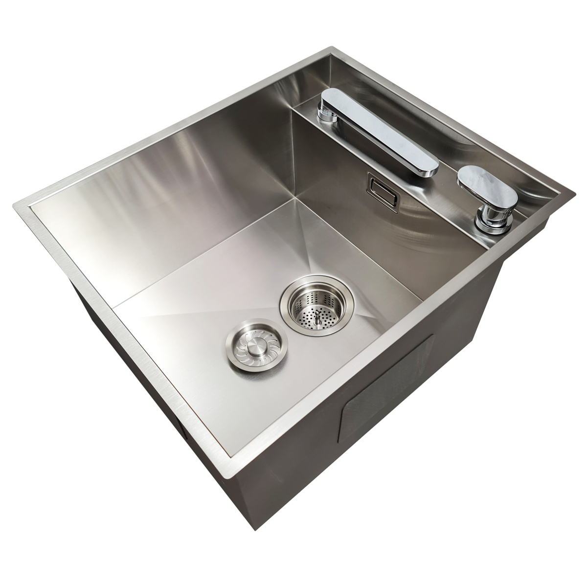 Chiuveta bucatarie inox CookingAid INVISIBLE DEEP cu baterie telescopica integrata, scurgator vase/paste/fructe, tocator sticla temperizata, dozator detergent + accesorii montaj [14]