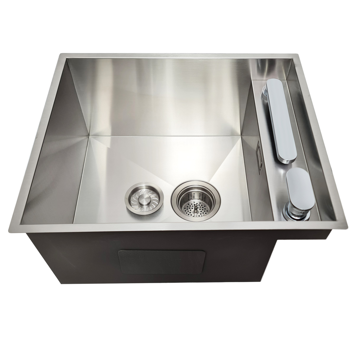 Chiuveta bucatarie inox CookingAid INVISIBLE DEEP cu baterie telescopica integrata, scurgator vase/paste/fructe, tocator sticla temperizata, dozator detergent + accesorii montaj [15]