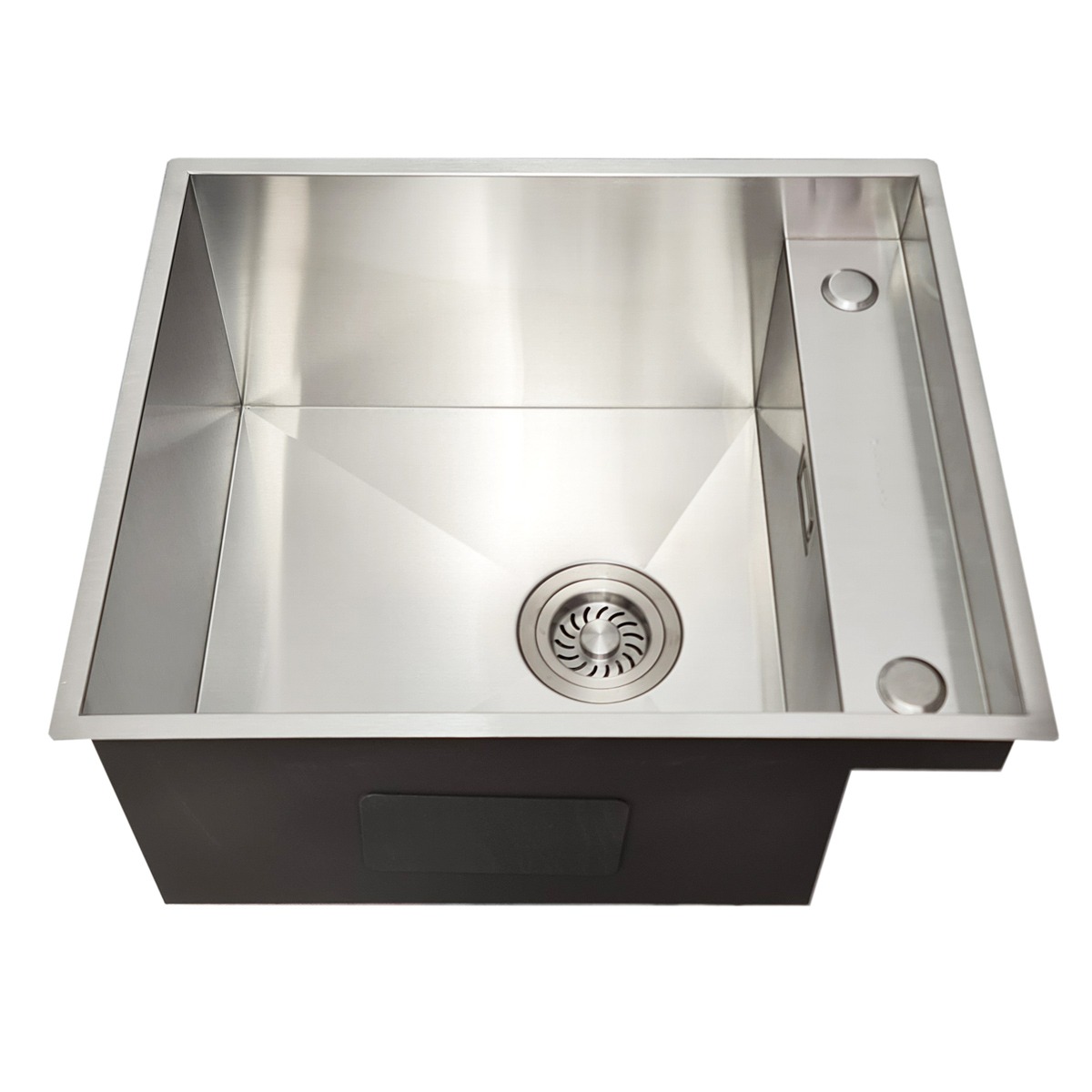 Chiuveta bucatarie inox CookingAid INVISIBLE DEEP cu baterie telescopica integrata, scurgator vase/paste/fructe, tocator sticla temperizata, dozator detergent + accesorii montaj [8]