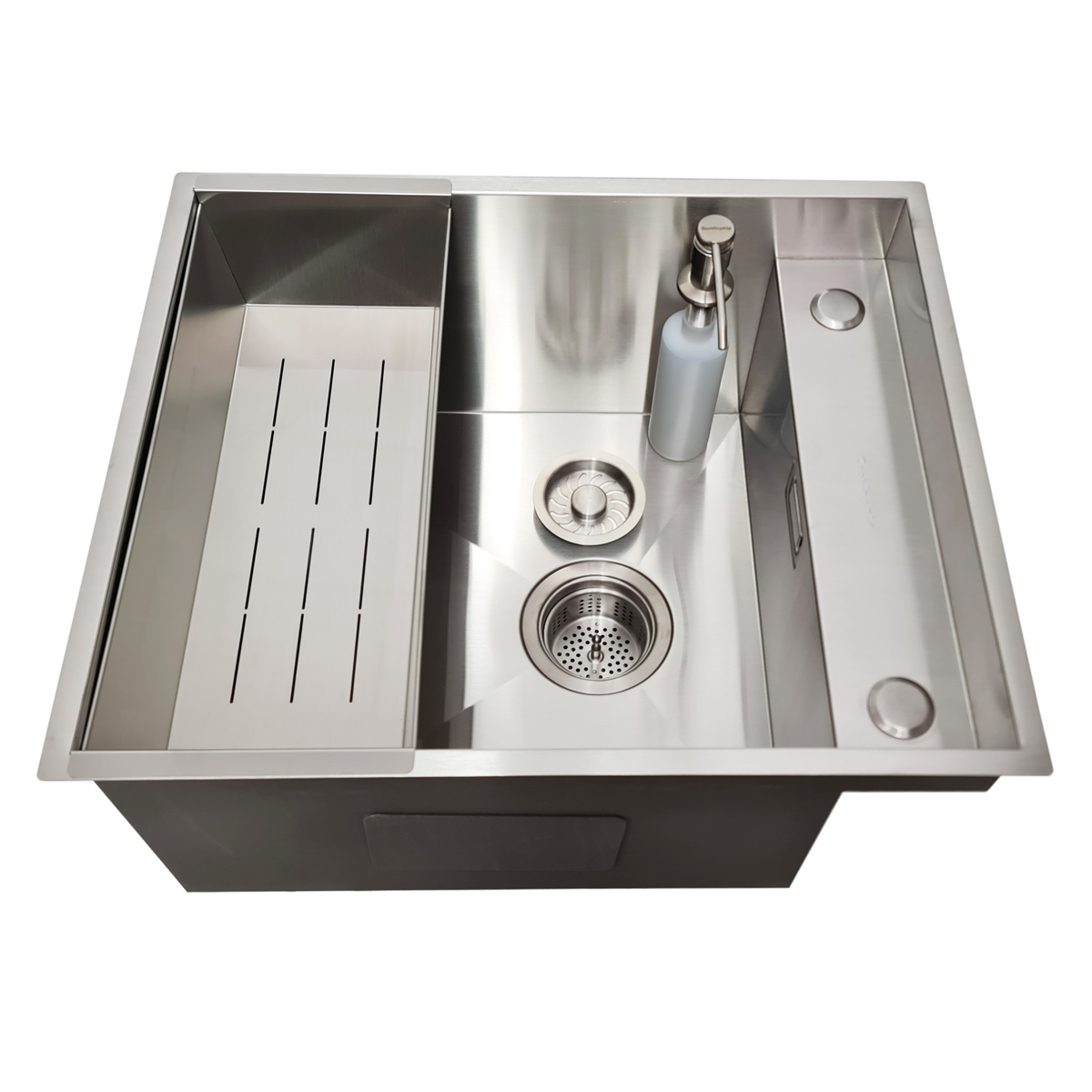 Chiuveta bucatarie inox CookingAid INVISIBLE DEEP cu scurgator vase/paste/fructe, dozator detergent + accesorii montaj [2]