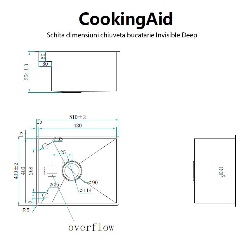 Chiuveta bucatarie inox CookingAid INVISIBLE DEEP cu scurgator vase/paste/fructe, dozator detergent + accesorii montaj [21]