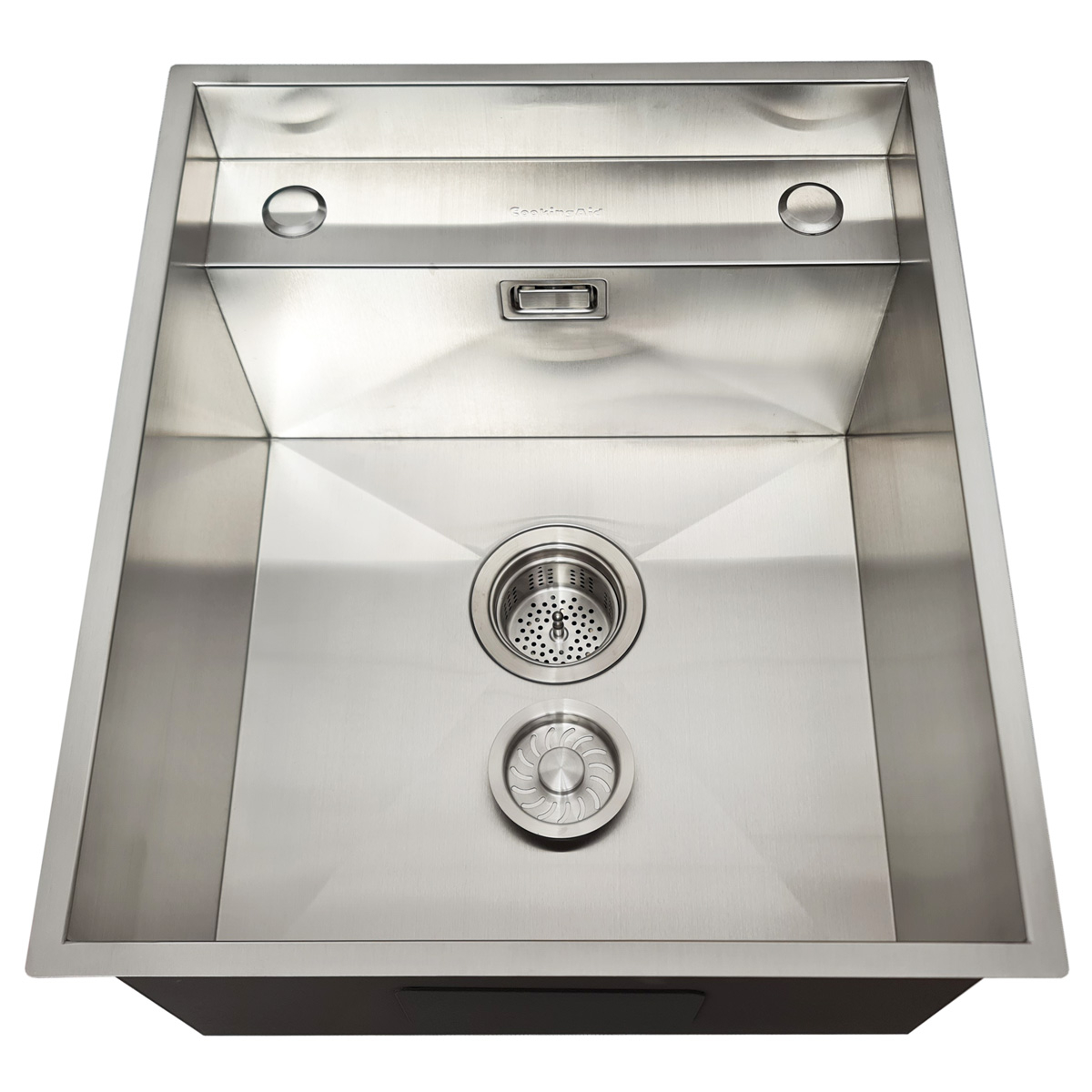 Chiuveta bucatarie inox CookingAid INVISIBLE DEEP cu scurgator vase/paste/fructe, dozator detergent + accesorii montaj [9]