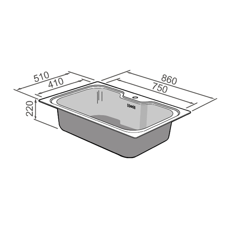 Chiuveta bucatarie inox CookingAid SELENA BIG ONE, 860x510x220mm cu accesorii montaj [16]