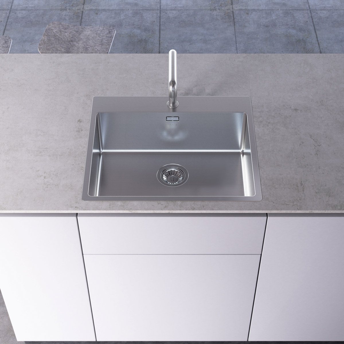 Chiuveta bucatarie inox CookingAid TASCA ASOLO AA55 cu montaj pe blat sau la nivelul blatului si accesorii montaj [3]