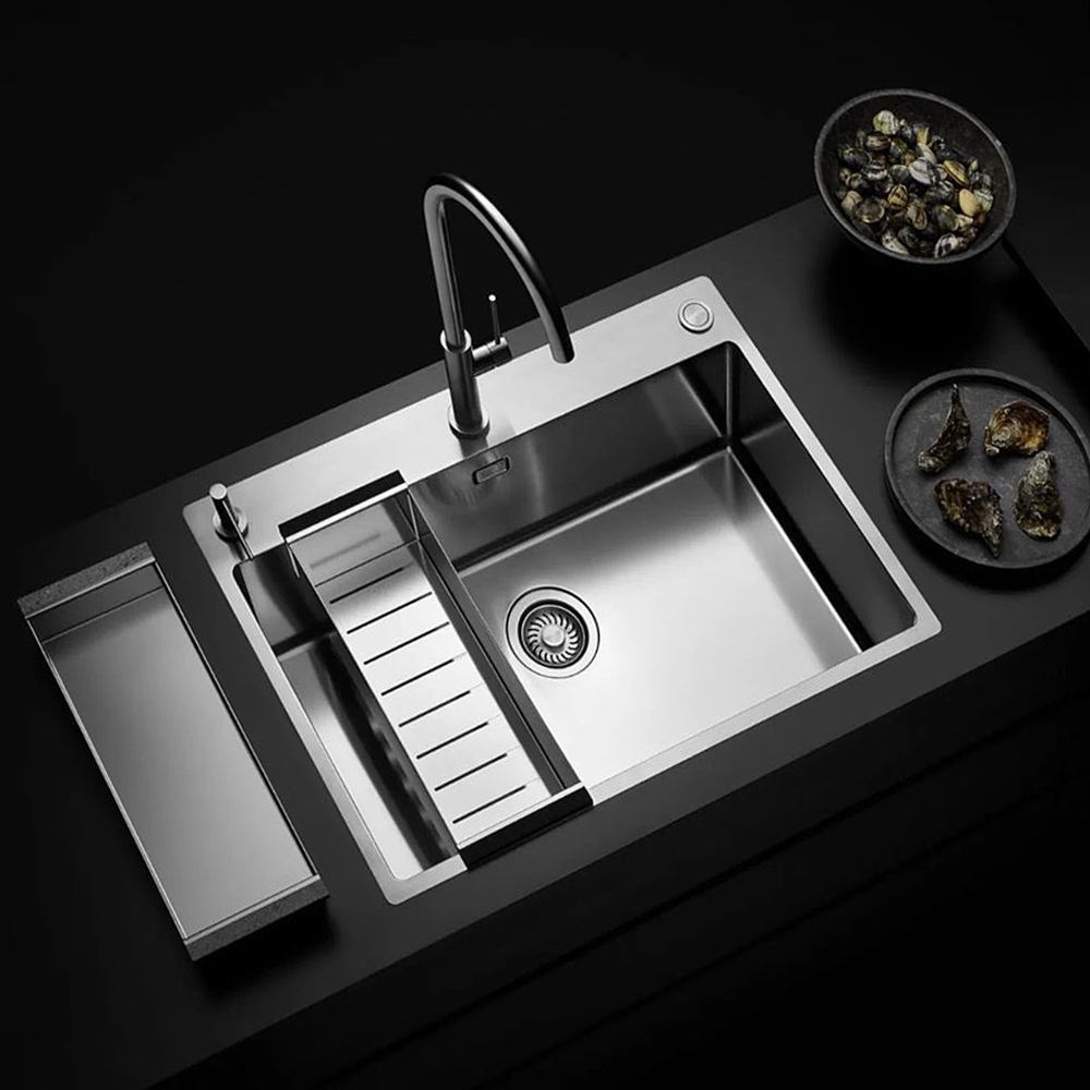 Chiuveta bucatarie inox CookingAid TASCA ASOLO AA65 cu montaj pe blat sau la nivelul blatului si accesorii montaj [1]