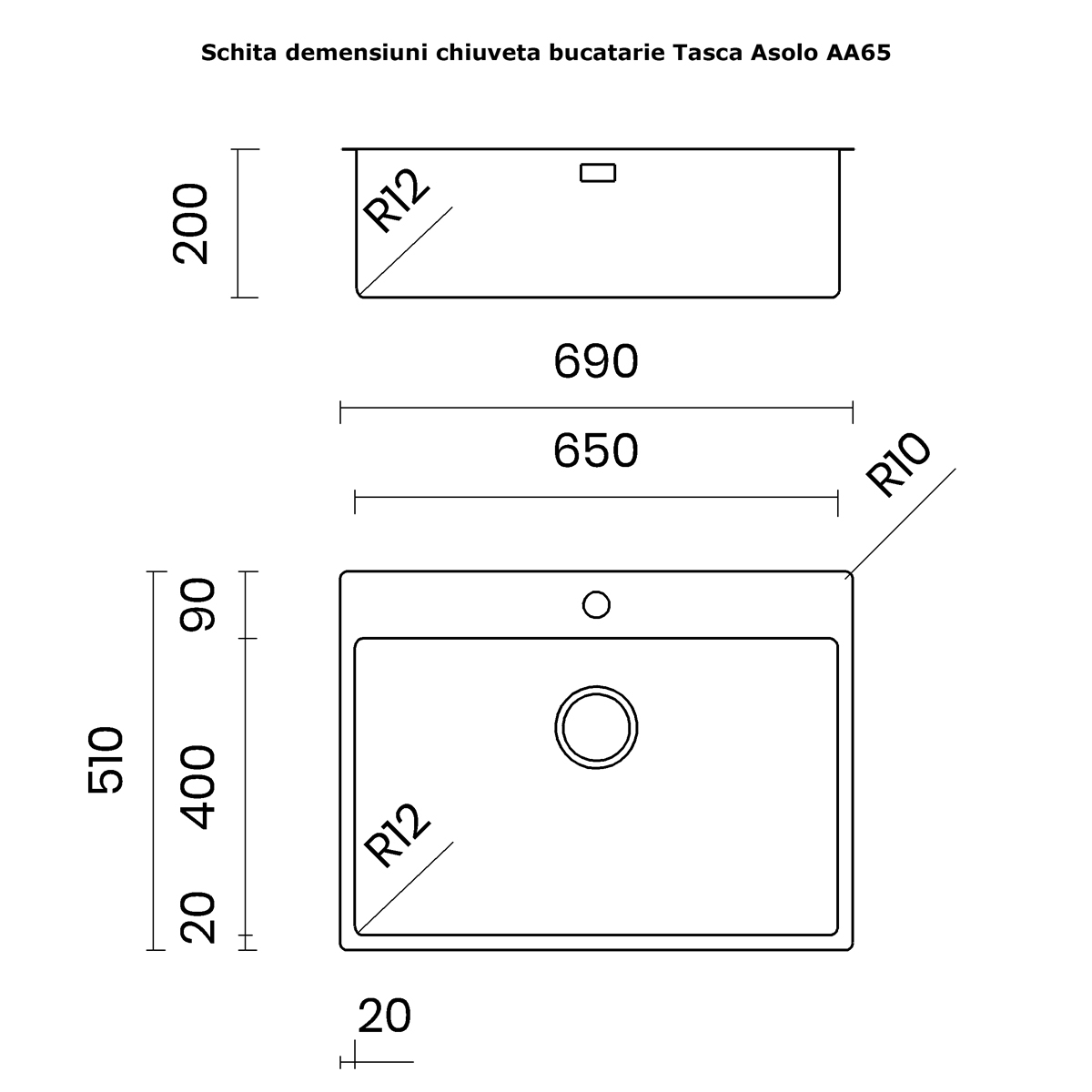 Chiuveta bucatarie inox CookingAid TASCA ASOLO AA65 cu montaj pe blat sau la nivelul blatului si accesorii montaj [25]