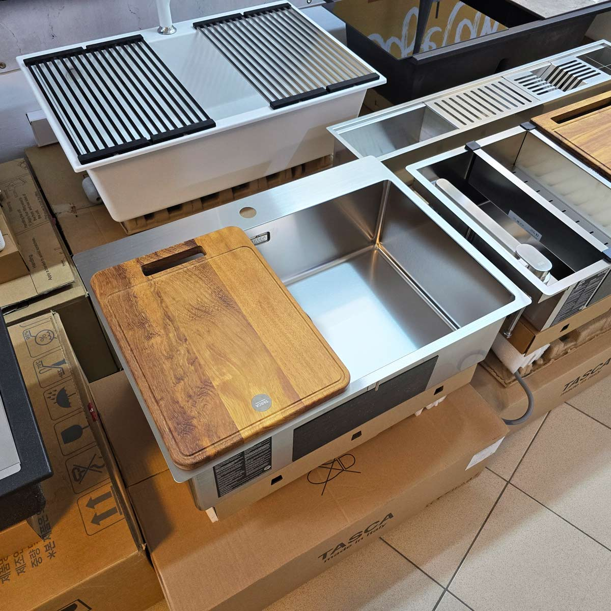 Chiuveta bucatarie inox CookingAid TASCA ASOLO AA65 cu montaj pe blat sau la nivelul blatului si accesorii montaj [7]