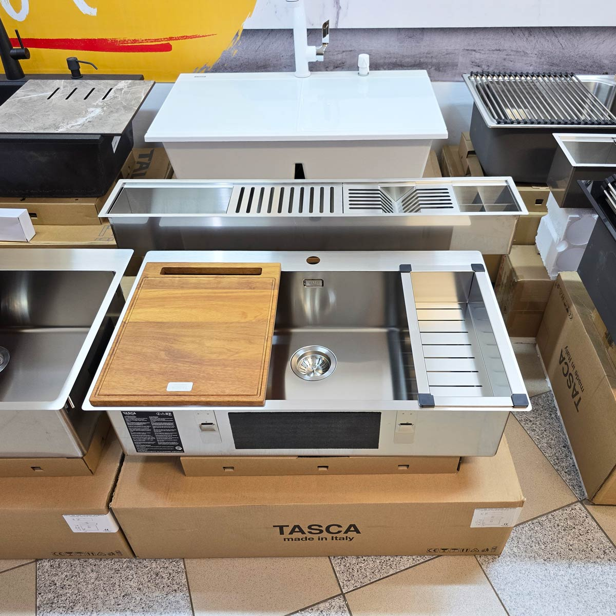 Chiuveta bucatarie inox CookingAid TASCA ASOLO AA80 WORKSTATION cu montaj pe blat sau la nivelul blatului si accesorii montaj [8]