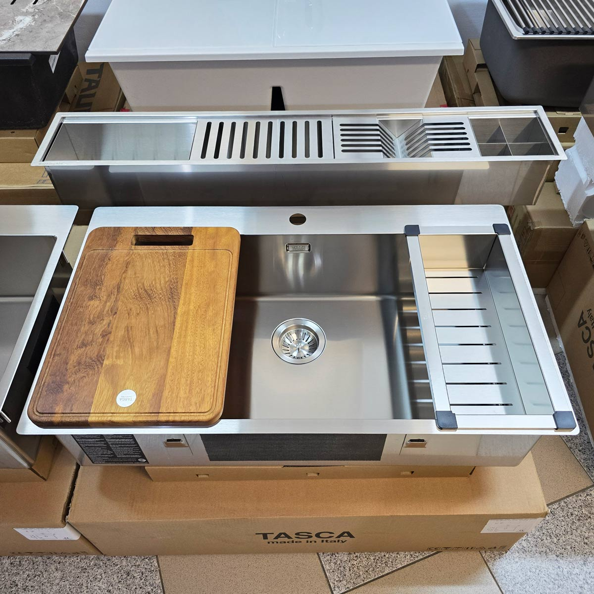 Chiuveta bucatarie inox CookingAid TASCA ASOLO AA80 WORKSTATION cu montaj pe blat sau la nivelul blatului si accesorii montaj [10]