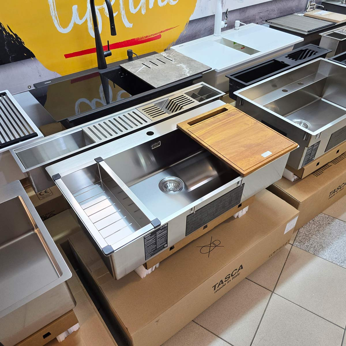 Chiuveta bucatarie inox CookingAid TASCA ASOLO AA90 WORKSTATION cu montaj pe blat sau la nivelul blatului si accesorii montaj [6]