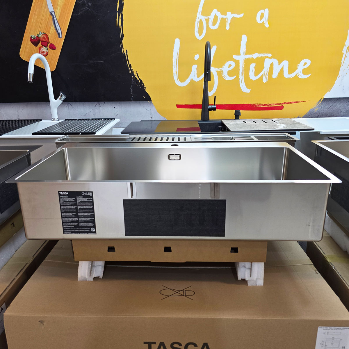 Chiuveta bucatarie inox CookingAid TASCA ASOLO AA90 WORKSTATION cu montaj pe blat sau la nivelul blatului si accesorii montaj [7]