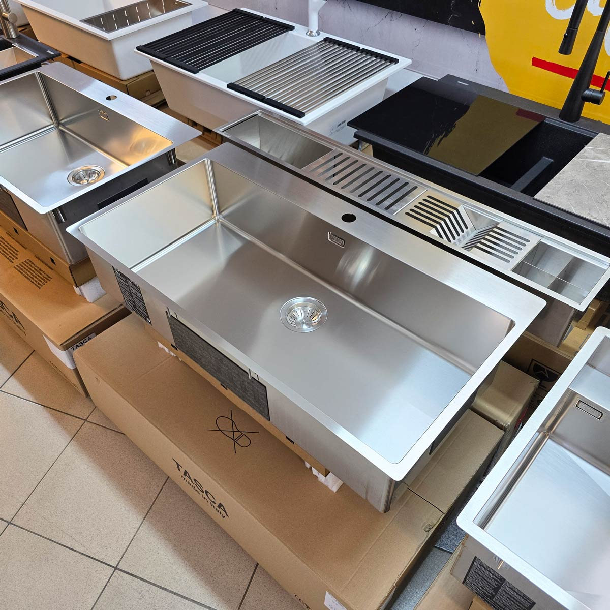 Chiuveta bucatarie inox CookingAid TASCA ASOLO AA90 WORKSTATION cu montaj pe blat sau la nivelul blatului si accesorii montaj [8]