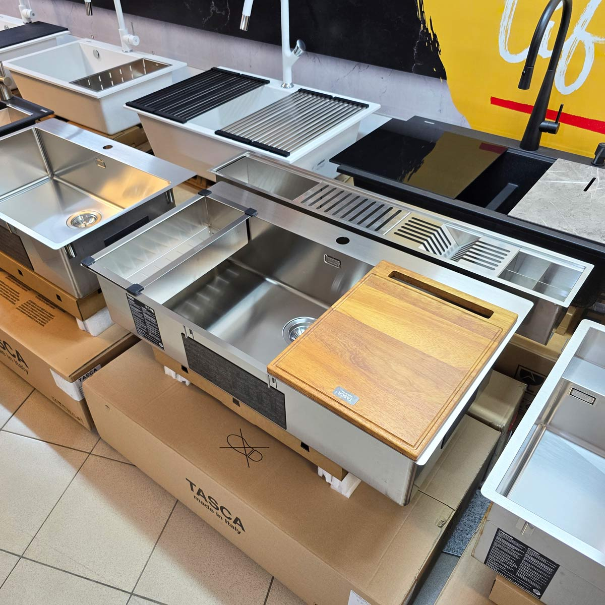 Chiuveta bucatarie inox CookingAid TASCA ASOLO AA90 WORKSTATION cu montaj pe blat sau la nivelul blatului si accesorii montaj [4]