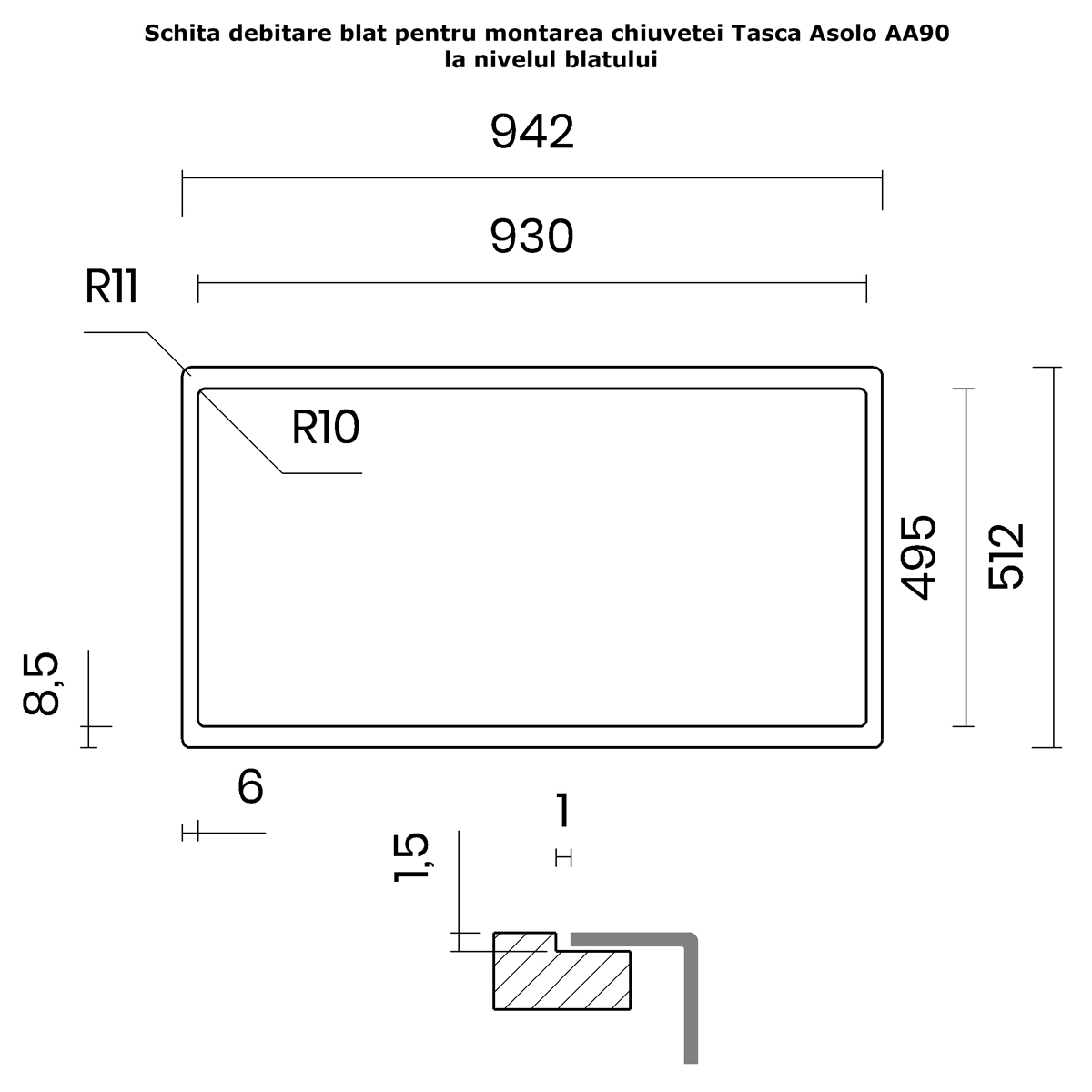 Chiuveta bucatarie inox CookingAid TASCA ASOLO AA90 WORKSTATION cu montaj pe blat sau la nivelul blatului si accesorii montaj [14]