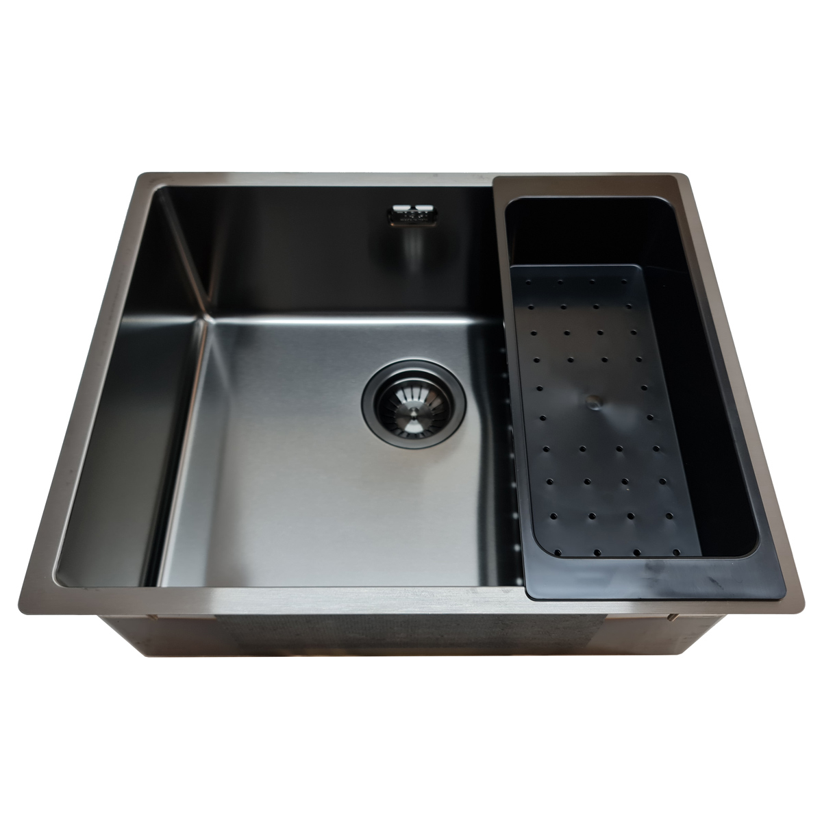 Chiuveta bucatarie inox CookingAid TASCA CANOVA CA50 GUN METAL cu strat PVD ceramic culoare gri inchis / negru antracit cu montaj pe blat, sub blat sau la nivelul blatului si accesorii montaj [4]