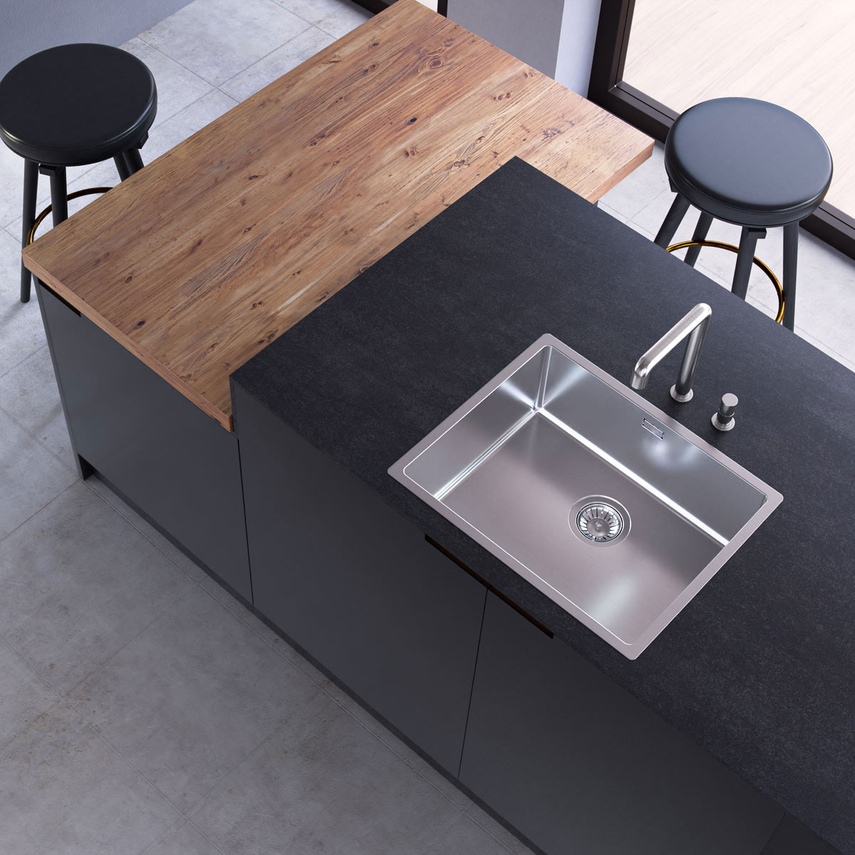 Chiuveta bucatarie inox CookingAid TASCA CANOVA CA55 cu montaj pe blat, sub blat sau la nivelul blatului si accesorii montaj [3]