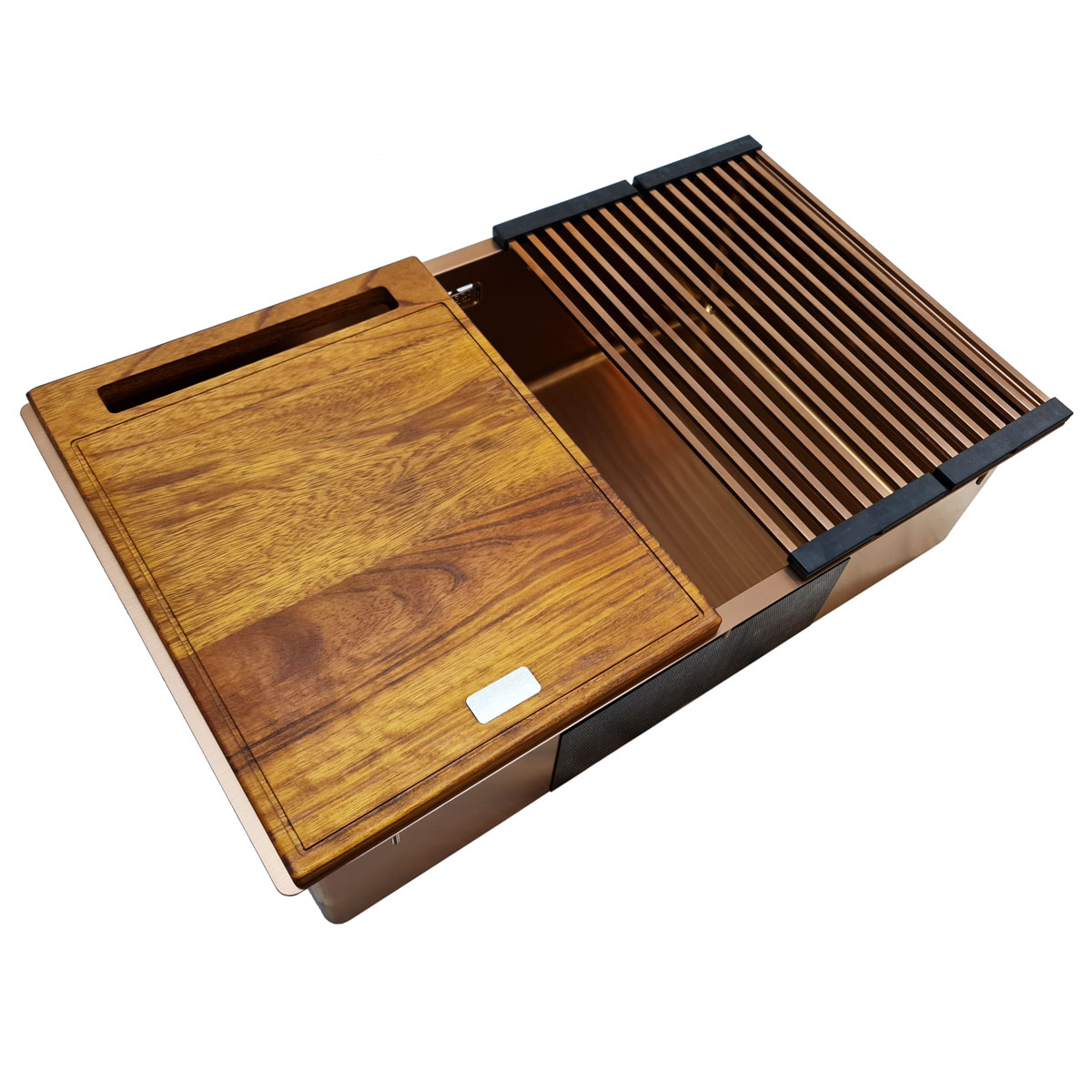 Chiuveta bucatarie inox CookingAid TASCA CANOVA CA70 COPPER cu strat PVD ceramic culoare cupru cu montaj pe blat, sub blat sau la nivelul blatului si accesorii montaj [11]