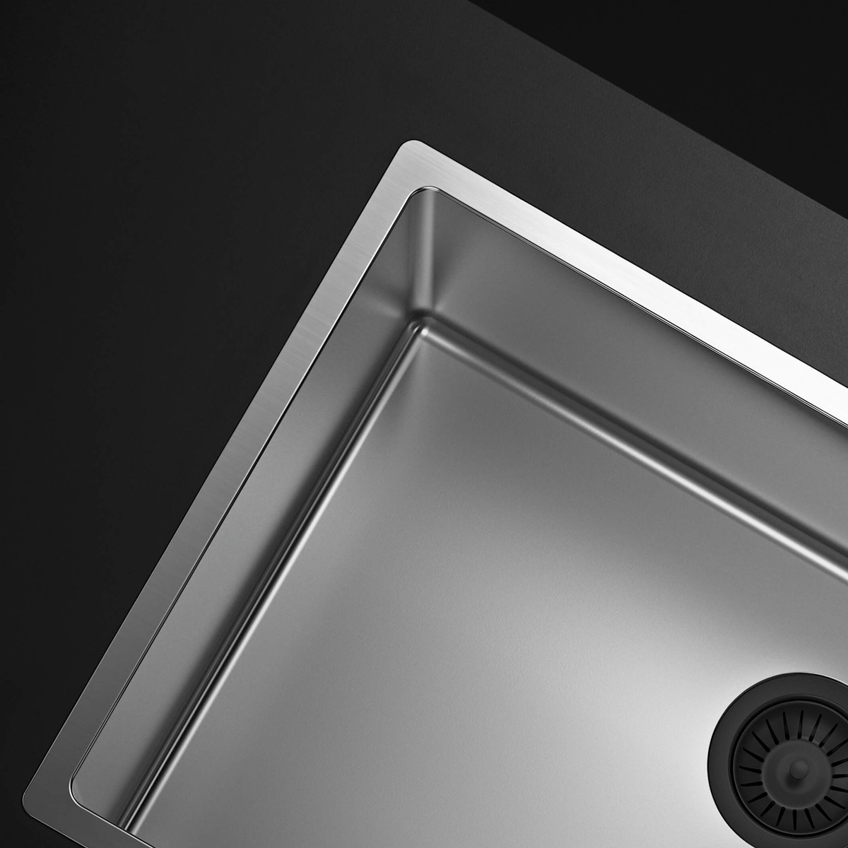 Chiuveta bucatarie inox CookingAid TASCA CANOVA CA70 DuriX mata, rezistenta la zgarieturi si ventil/preaplin negru, cu montaj pe blat, sub blat sau la nivelul blatului si accesorii montaj [2]