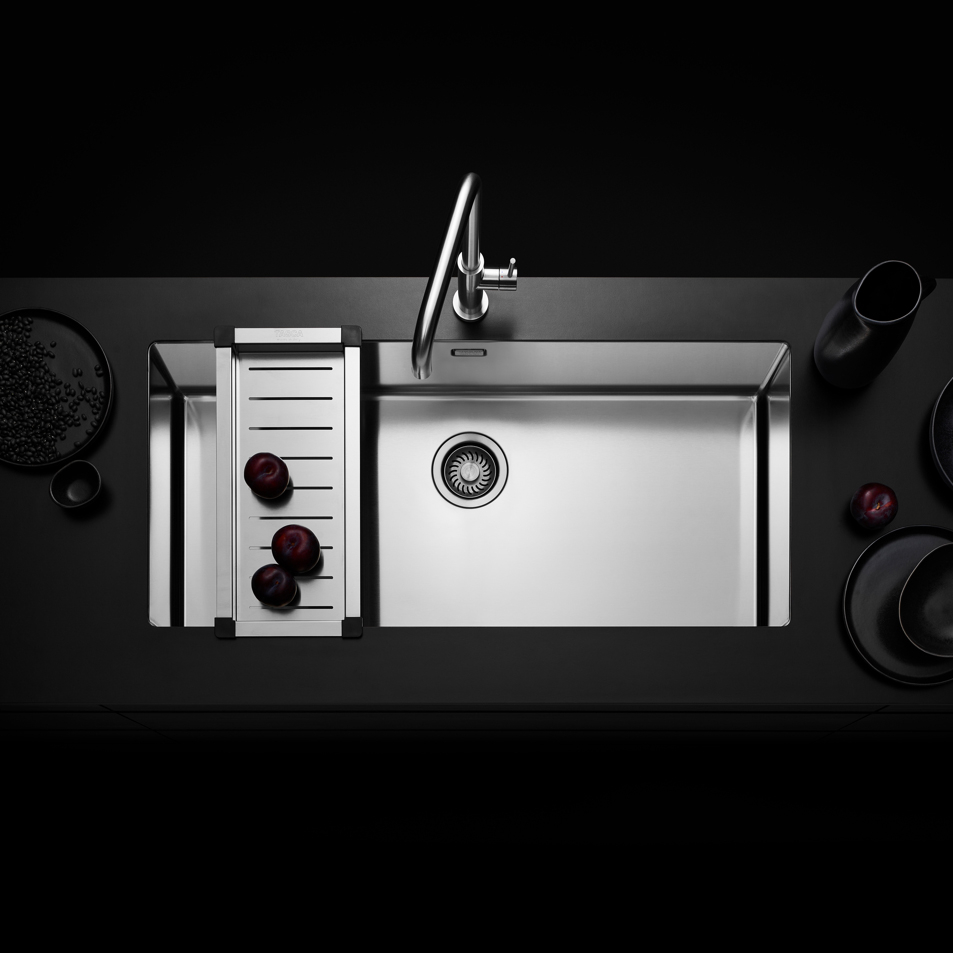 Chiuveta bucatarie inox CookingAid TASCA CANOVA CA90 WORKSTATION + tavita scurgere inox + tocator lemn Iroko, cu montaj pe blat, sub blat sau la nivelul blatului si accesorii montaj [8]