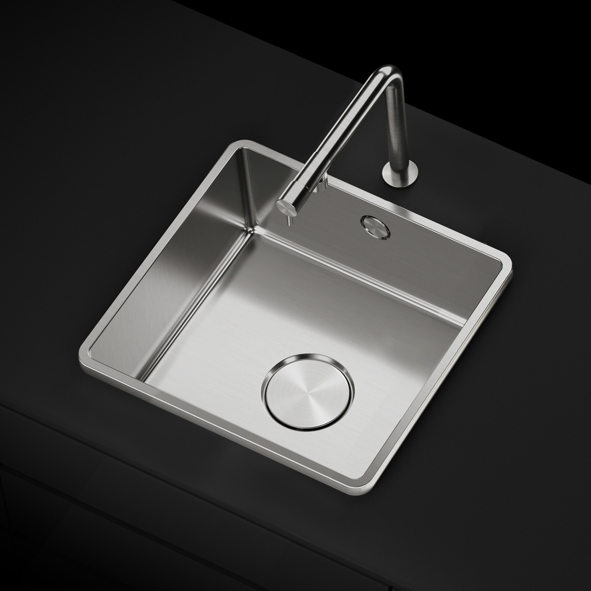 Chiuveta bucatarie inox CookingAid TASCA IRIS IR40 cu montaj pe blat, ventil scurgere automat cu capac scurgere invisibila, preaplin rotund si accesorii montaj [5]