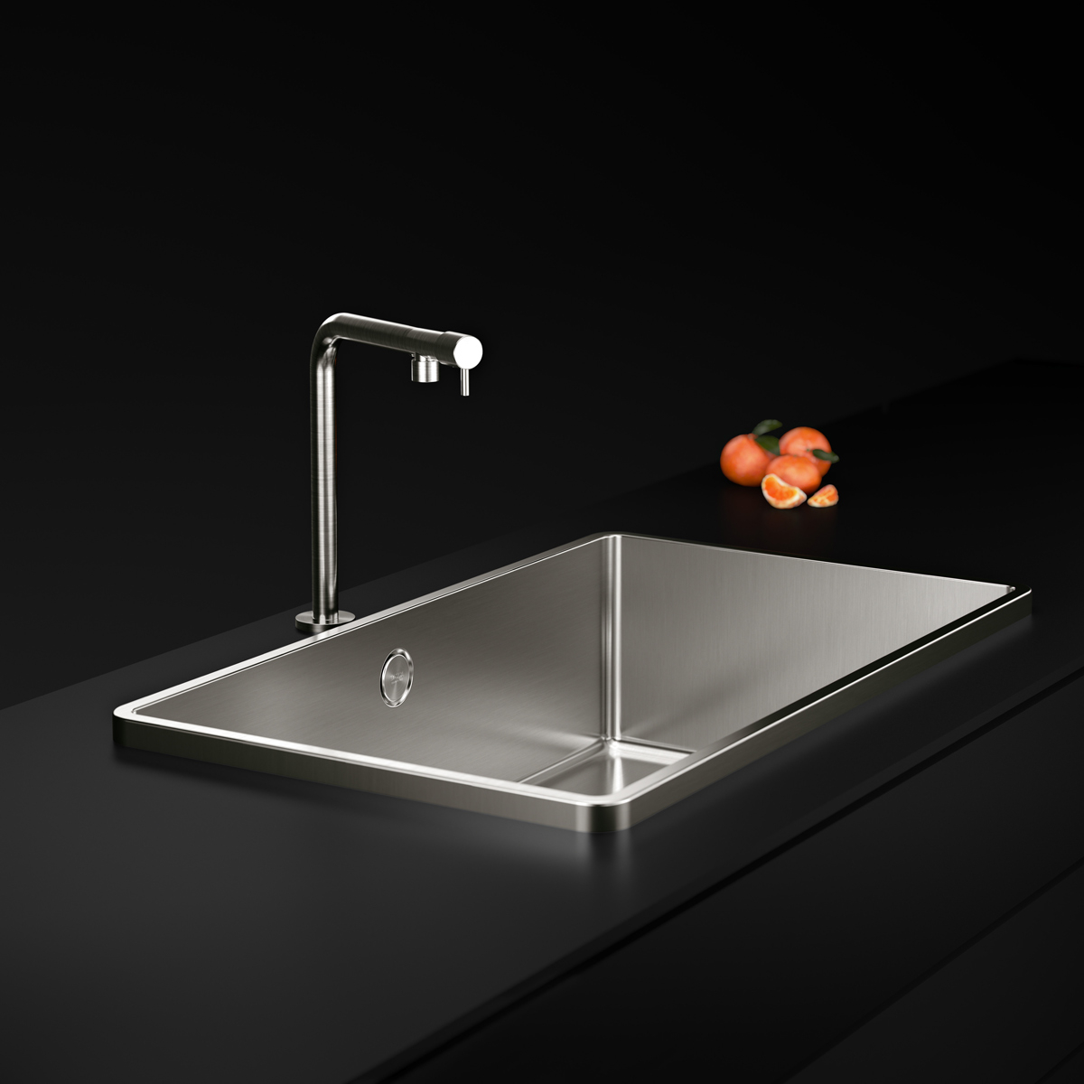 Chiuveta bucatarie inox CookingAid TASCA IRIS IR40 cu montaj pe blat, ventil scurgere automat cu capac scurgere invisibila, preaplin rotund si accesorii montaj [3]