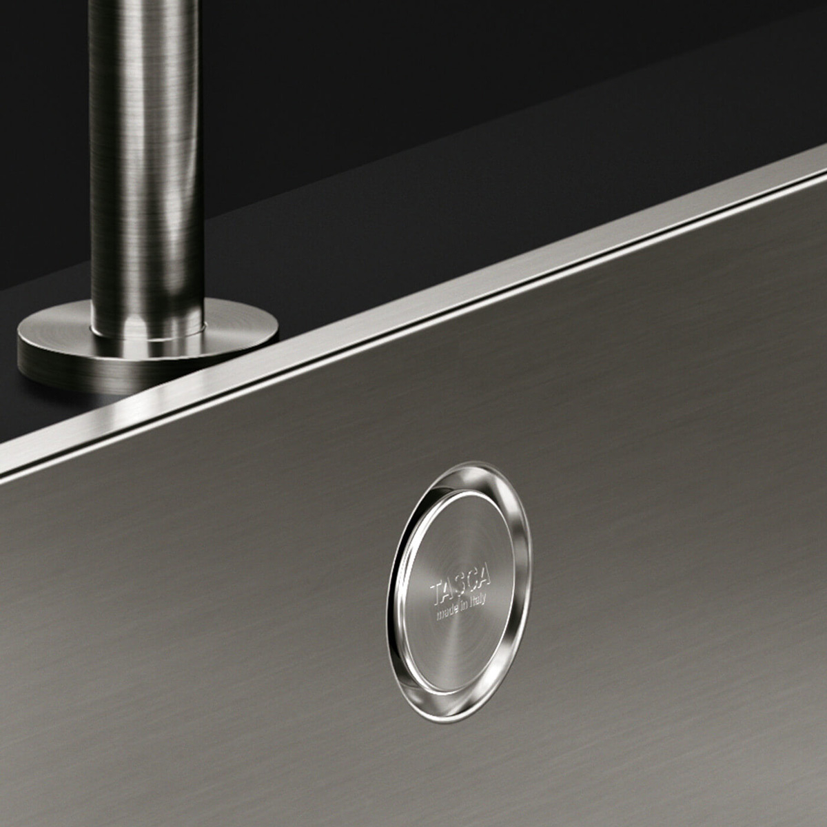 Chiuveta bucatarie inox CookingAid TASCA IRIS IR50 BM cu montaj pe blat, ventil scurgere automat cu capac scurgere invisibila, preaplin rotund si accesorii montaj [23]