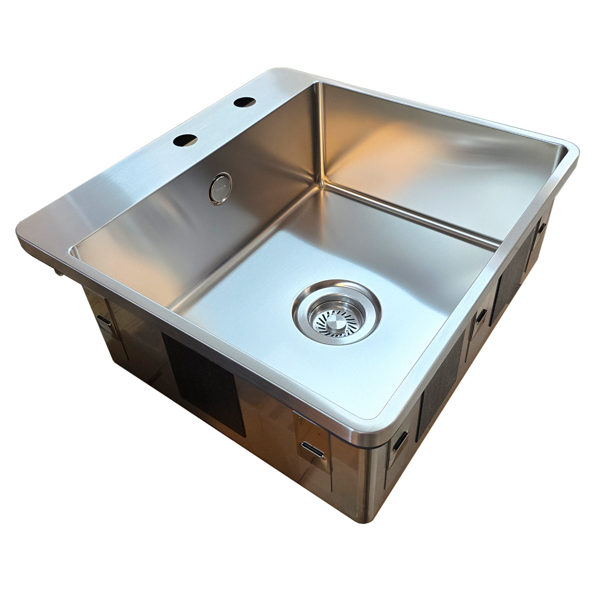 Chiuveta bucatarie inox CookingAid TASCA IRIS IR50 BM cu montaj pe blat, ventil scurgere automat cu capac scurgere invisibila, preaplin rotund si accesorii montaj [14]