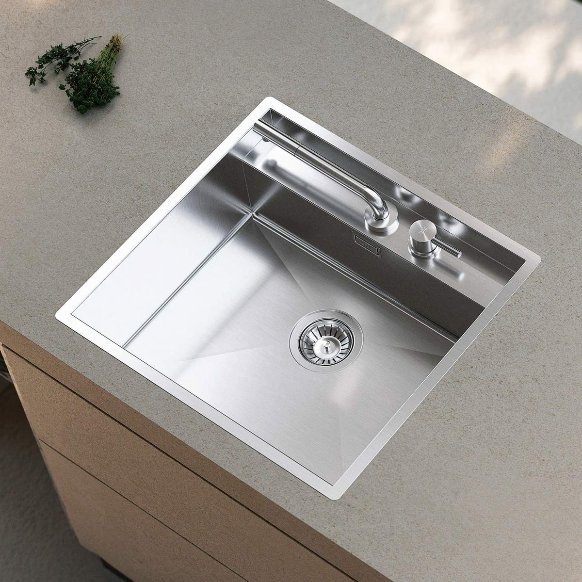 Chiuveta bucatarie inox CookingAid TASCA PHANTOM BACK LAGOON 50 INVISIBLE din inox marin AISI316L, rezistent la coroziune, cloruri si substante chimice, cu montaj pe blat, sub blat, la nivelul blatulu [5]