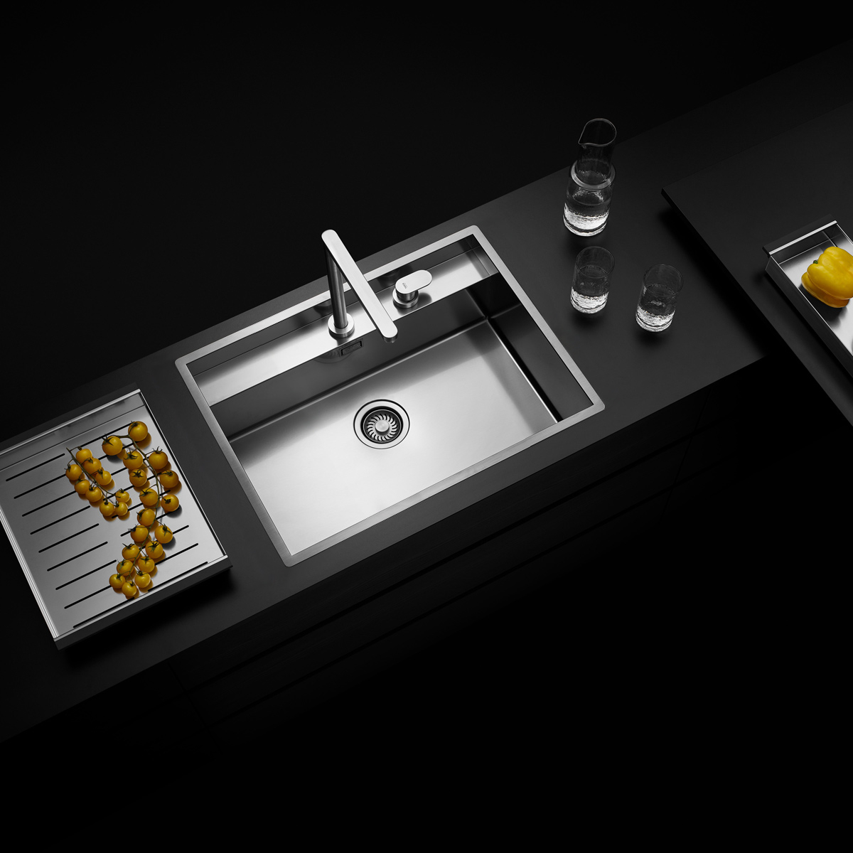 Chiuveta bucatarie inox CookingAid TASCA PHANTOM BACK PT65 INVISIBLE cu montaj pe blat, sub blat, la nivelul blatului sau sub geam si accesorii montaj [1]