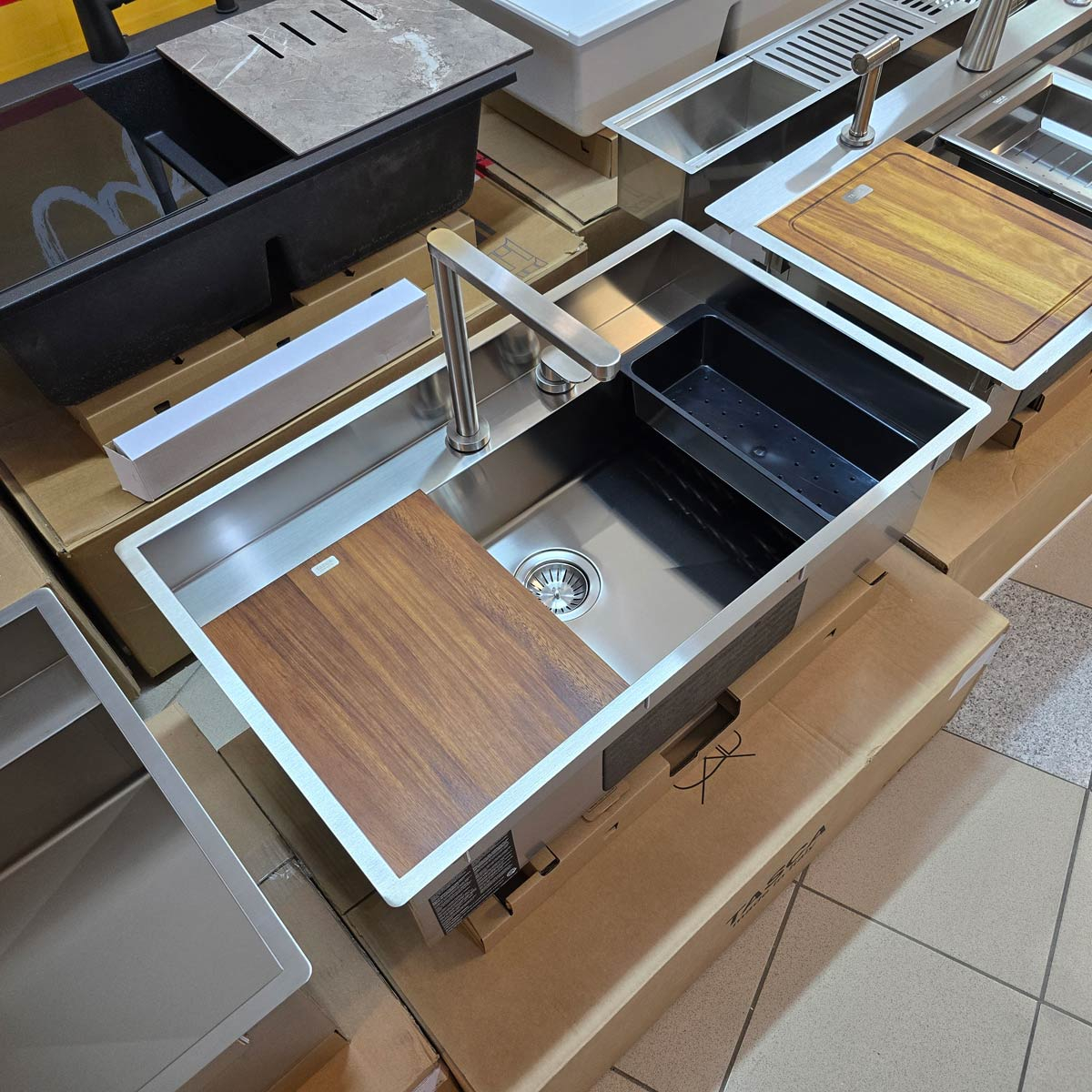 Chiuveta bucatarie inox CookingAid TASCA PHANTOM BACK PT80 INVISIBLE cu montaj pe blat, sub blat, la nivelul blatului sau sub geam si accesorii montaj [8]