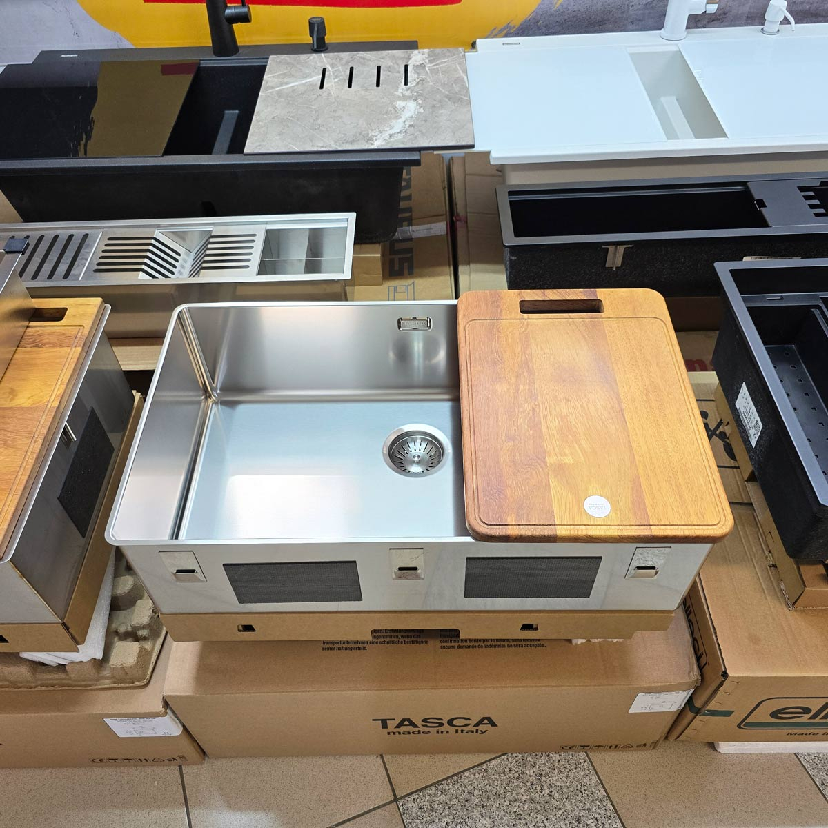 Chiuveta bucatarie inox CookingAid TASCA PURA SLIM CA70 cu montaj 8mm pe blat sau la nivelul blatului si accesorii montaj [10]