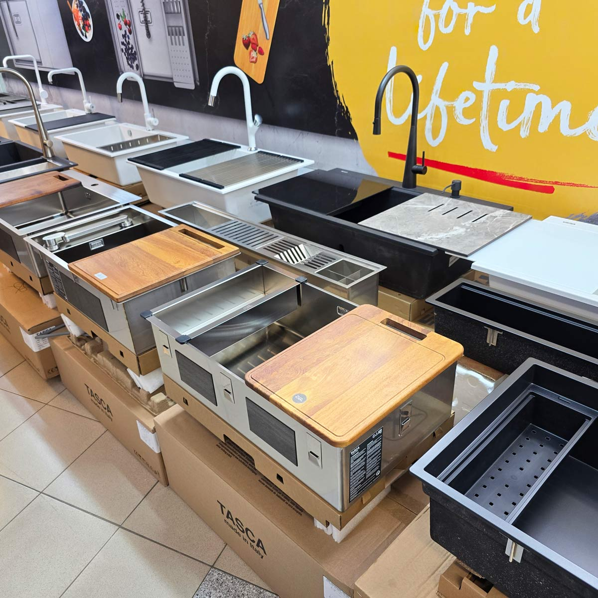 Chiuveta bucatarie inox CookingAid TASCA PURA SLIM CA70 cu montaj 8mm pe blat sau la nivelul blatului si accesorii montaj [7]