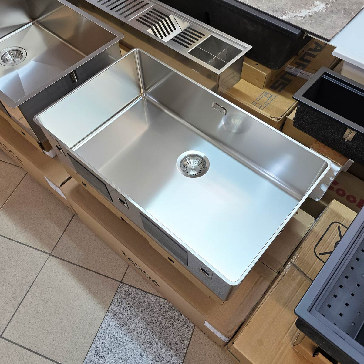 Chiuveta bucatarie inox CookingAid TASCA PURA SLIM CA70 cu montaj 8mm pe blat sau la nivelul blatului si accesorii montaj [15]