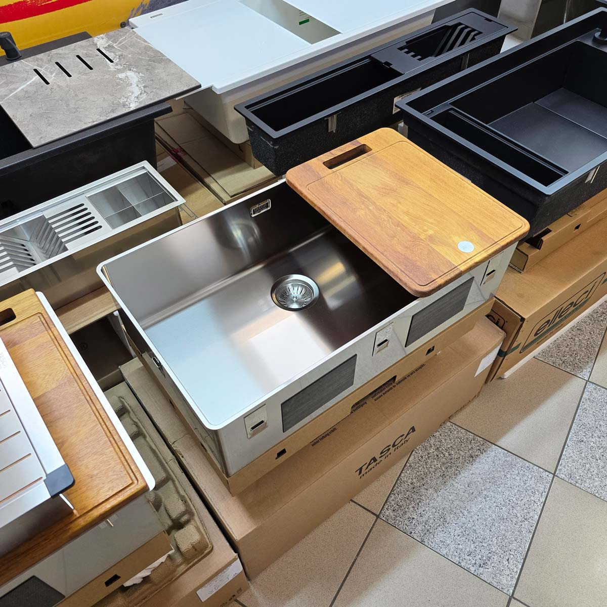 Chiuveta bucatarie inox CookingAid TASCA PURA SLIM CA70 cu montaj 8mm pe blat sau la nivelul blatului si accesorii montaj [11]