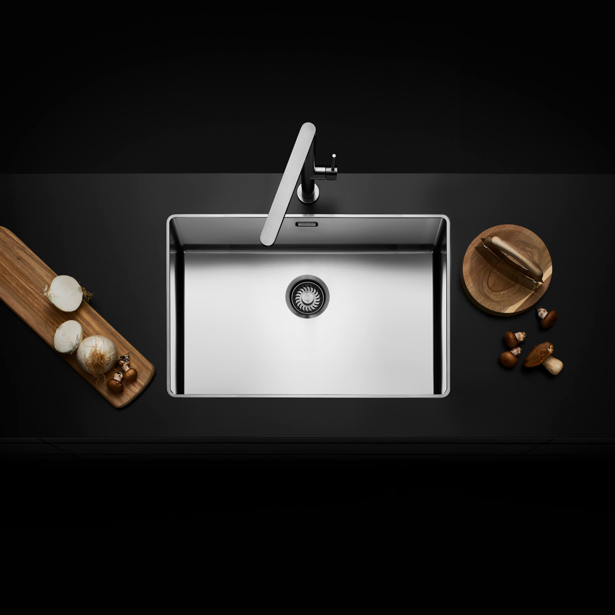 Chiuveta bucatarie inox CookingAid TASCA PURA SLIM CA70 cu montaj 8mm pe blat sau la nivelul blatului si accesorii montaj [1]