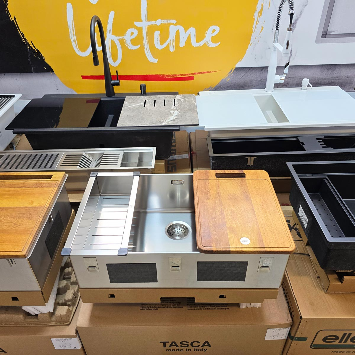 Chiuveta bucatarie inox CookingAid TASCA PURA SLIM CA70 cu montaj 8mm pe blat sau la nivelul blatului si accesorii montaj [8]